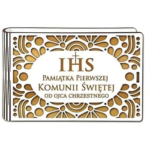 Pudełko na pieniądze banknotówka KOMUNIA - od OJCA CHRZESTNEGO - Ażur 3302A-KOM3Z-OC Pudełko na pieniądze banknotówka KOMUNIA - od OJCA CHRZESTNEGO - Ażur 3302A-KOM3Z-OC