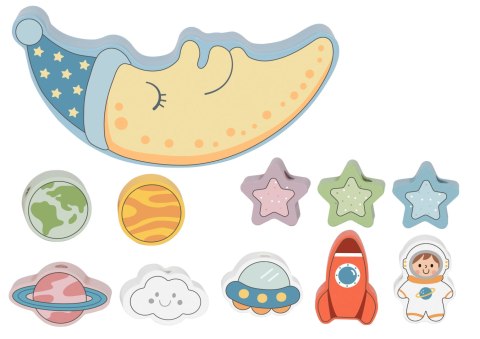 TOOKY TOY Kosmiczny Śpiący Księżyc Balansująca Układanka Drewniana Nawlekanka Montessori Kosmos TOOKY TOY Kosmiczny Śpiący Księżyc Balansująca Układanka Drewniana Nawlekanka Montessori Kosmos