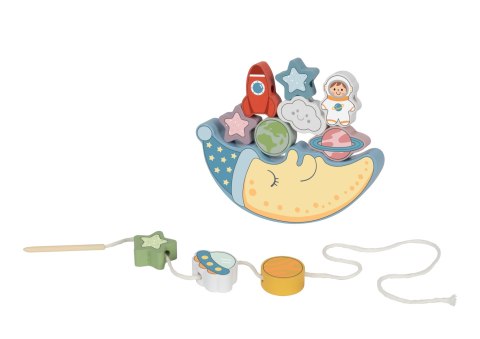 TOOKY TOY Kosmiczny Śpiący Księżyc Balansująca Układanka Drewniana Nawlekanka Montessori Kosmos TOOKY TOY Kosmiczny Śpiący Księżyc Balansująca Układanka Drewniana Nawlekanka Montessori Kosmos