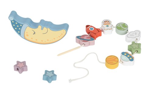 TOOKY TOY Kosmiczny Śpiący Księżyc Balansująca Układanka Drewniana Nawlekanka Montessori Kosmos TOOKY TOY Kosmiczny Śpiący Księżyc Balansująca Układanka Drewniana Nawlekanka Montessori Kosmos