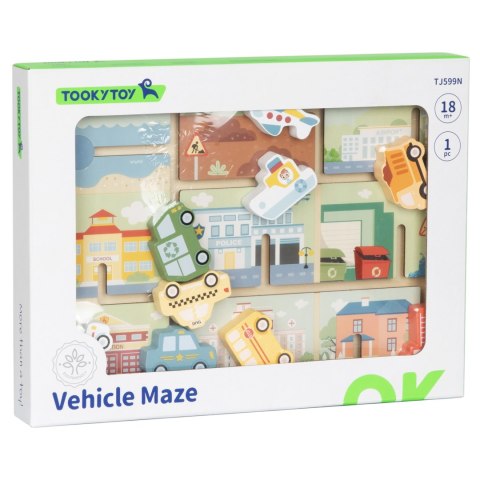TOOKY TOY Labirynt Drewniany Pojazdy Układanka TOOKY TOY Labirynt Drewniany Pojazdy Układanka