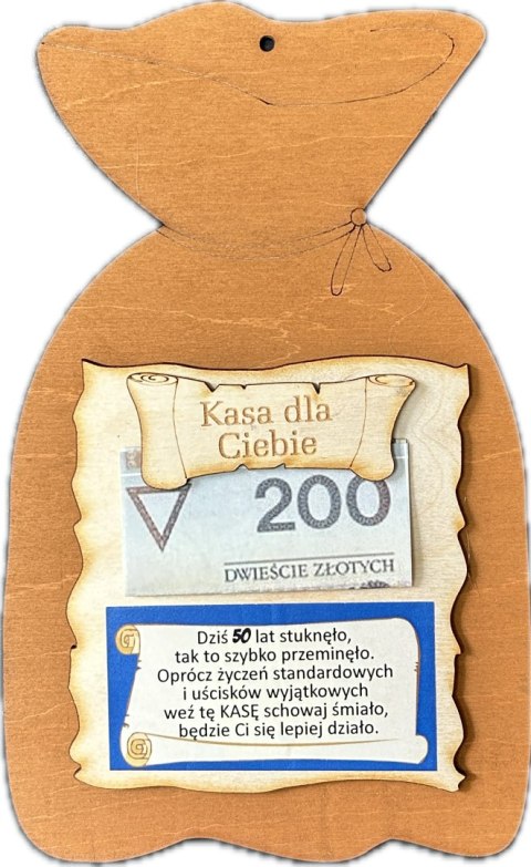 Worek KASA DLA CIEBIE ''50'' 21 x 13 cm. P242W50 Worek KASA DLA CIEBIE ''50'' 21 x 13 cm. P242W50