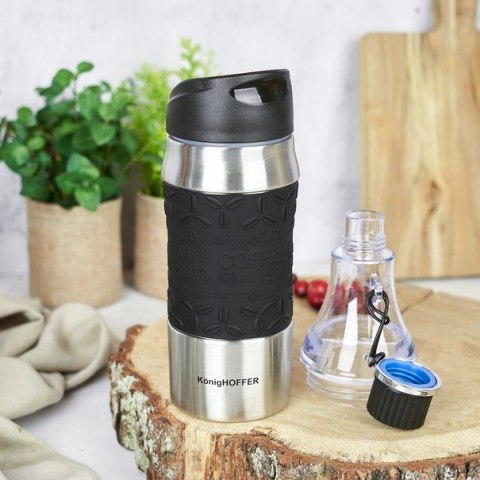 Butelka termiczna kubek 2w1 Konighoffer Troy 350-500 ml czarna Butelka termiczna kubek 2w1 Konighoffer Troy 350-500 ml czarna