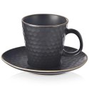 Filiżanka ze Spodkiem do Kawy Ceramiczna Czarna Dekoracyjna ORION 235 ml