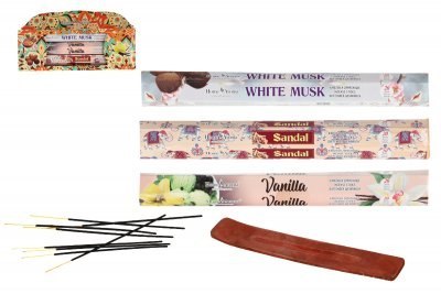 Kadzidło zapachowe Vanilla, White Musk, Sandalwood 3 opak po 20szt. ISP711 Kadzidło zapachowe Vanilla, White Musk, Sandalwood 3 opak po 20szt. ISP711