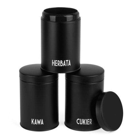 Komplet 3 pojemników Konighoffer Concept Kawa Herbata Cukier czarny Komplet 3 pojemników Konighoffer Concept Kawa Herbata Cukier czarny