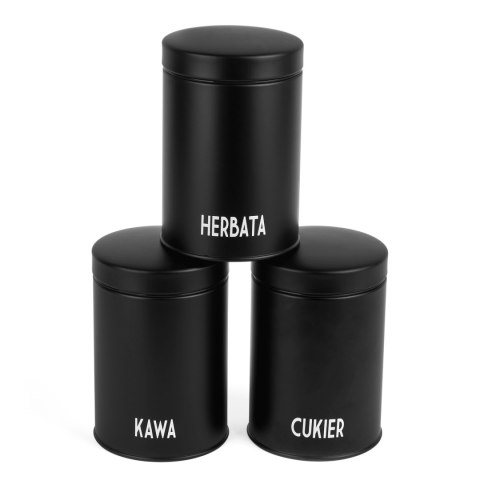 Komplet 3 pojemników Konighoffer Concept Kawa Herbata Cukier czarny Komplet 3 pojemników Konighoffer Concept Kawa Herbata Cukier czarny