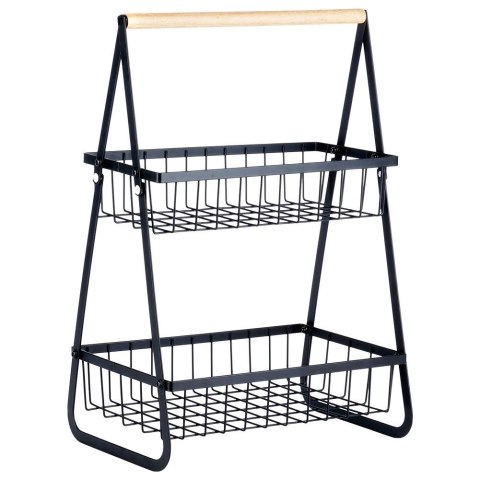 Koszyk na Owoce Warzywa 2-Poziomowy Metalowy Czarny VILDE 29 cm Koszyk na Owoce Warzywa 2-Poziomowy Metalowy Czarny VILDE 29 cm