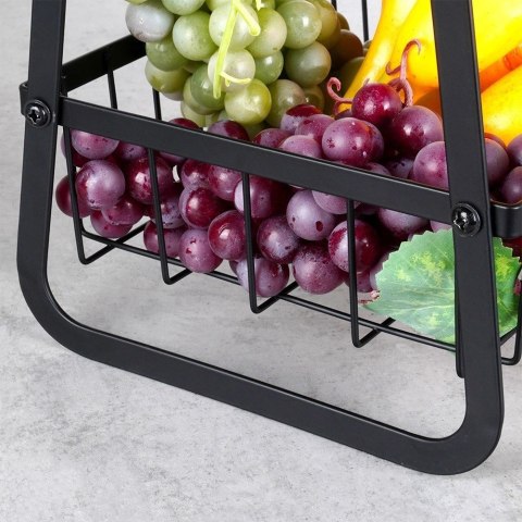 Koszyk na Owoce Warzywa 2-Poziomowy Metalowy Czarny VILDE 29 cm Koszyk na Owoce Warzywa 2-Poziomowy Metalowy Czarny VILDE 29 cm