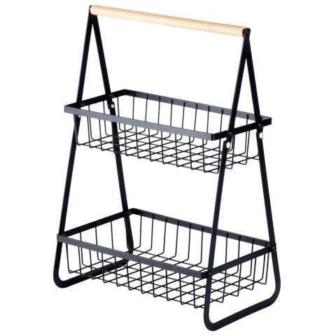 Koszyk na Owoce Warzywa 2-Poziomowy Metalowy Czarny VILDE 29 cm Koszyk na Owoce Warzywa 2-Poziomowy Metalowy Czarny VILDE 29 cm