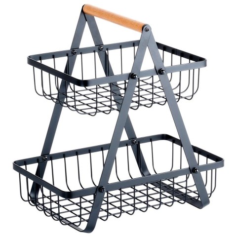 Koszyk na Owoce Warzywa 2-Poziomowy Metalowy Solidny VILDE 27x17,5x29 cm Koszyk na Owoce Warzywa 2-Poziomowy Metalowy Solidny VILDE 27x17,5x29 cm