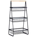 Koszyk na Owoce Warzywa 3-Poziomowy Metalowy Czarny VILDE 29 cm