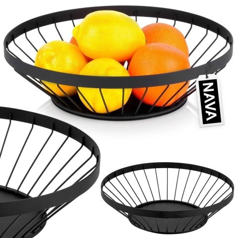 Koszyk na Owoce Warzywa Metalowy Czarny Ozdobny NAVA 28 cm Koszyk na Owoce Warzywa Metalowy Czarny Ozdobny NAVA 28 cm