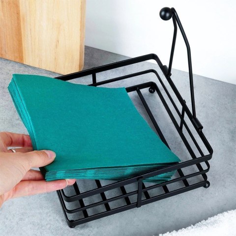 Serwetnik Stojak na Serwetki z Dociskiem Metalowy Czarny NAVA 18 x 18 cm Serwetnik Stojak na Serwetki z Dociskiem Metalowy Czarny NAVA 18 x 18 cm