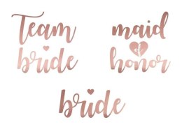 Tatuaże zmywalne Wieczór panieński, Team Bride, różowe złoto, 13 szt. Partydeco