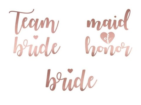 Tatuaże zmywalne Wieczór panieński, Team Bride, różowe złoto, 13 szt. Partydeco Tatuaże zmywalne Wieczór panieński, Team Bride, różowe złoto, 13 szt. Partydeco