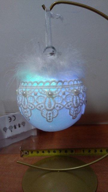 Bombka led zmieniająca kolory z koronką PIÓRKA Bombka led zmieniająca kolory z koronką PIÓRKA