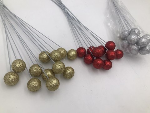 Kulki brokat 2cm na piku mix 12szt. Kulki brokat 2cm na piku mix 12szt.
