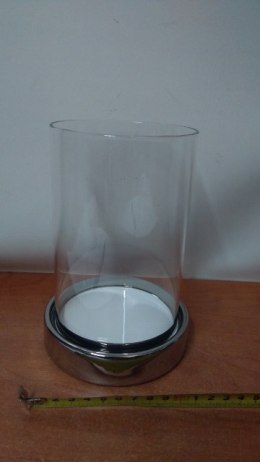 Świecznik szklany z kloszem 17cm | HTRD9776