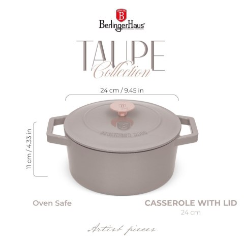 EMALIOWANY GARNEK ŻELIWNY 4.35L 24CM BERLINGER HAUS STRONG MOLD TAUPE BH-6525 EMALIOWANY GARNEK ŻELIWNY 4.35L 24CM BERLINGER HAUS STRONG MOLD TAUPE BH-6525