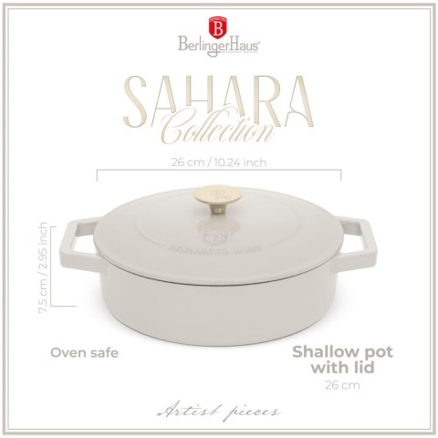 EMALIOWANY NISKI GARNEK ŻELIWNY 2.57L 26CM BERLINGER HAUS STRONG MOLD SAHARA BH-6530 EMALIOWANY NISKI GARNEK ŻELIWNY 2.57L 26CM BERLINGER HAUS STRONG MOLD SAHARA BH-6530