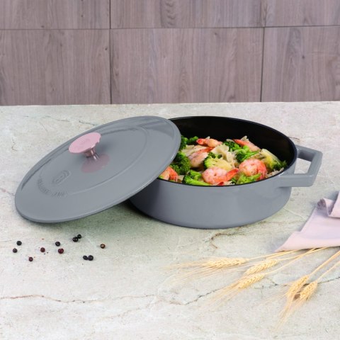 EMALIOWANY NISKI GARNEK ŻELIWNY 2.57L 26CM BERLINGER HAUS STRONG MOLD TAUPE BH-6527 EMALIOWANY NISKI GARNEK ŻELIWNY 2.57L 26CM BERLINGER HAUS STRONG MOLD TAUPE BH-6527