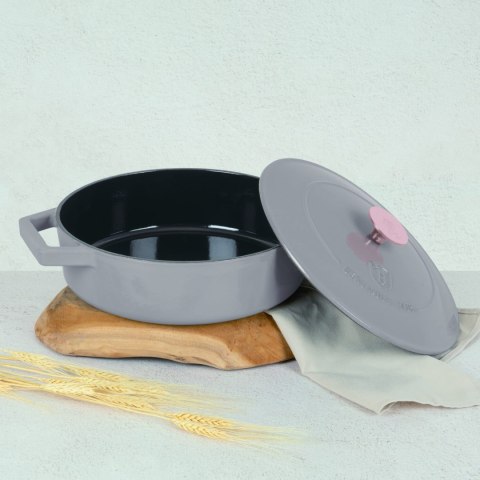 EMALIOWANY NISKI GARNEK ŻELIWNY 2.57L 26CM BERLINGER HAUS STRONG MOLD TAUPE BH-6527 EMALIOWANY NISKI GARNEK ŻELIWNY 2.57L 26CM BERLINGER HAUS STRONG MOLD TAUPE BH-6527