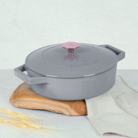 EMALIOWANY NISKI GARNEK ŻELIWNY 2.57L 26CM BERLINGER HAUS STRONG MOLD TAUPE BH-6527 EMALIOWANY NISKI GARNEK ŻELIWNY 2.57L 26CM BERLINGER HAUS STRONG MOLD TAUPE BH-6527