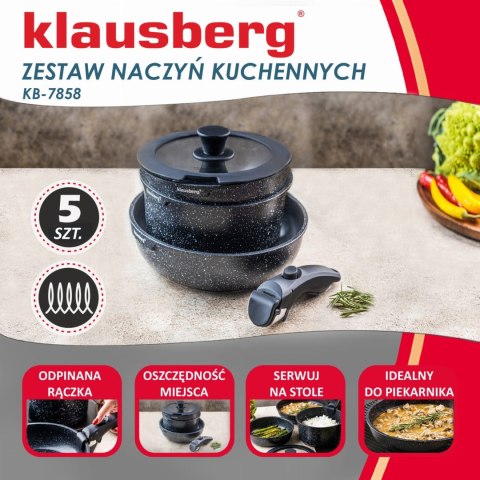 KOMPLET GARNKÓW Z MARMURKOWĄ POWŁOKĄ NIEPRZYWIERAJĄCĄ 5-ELE KLAUSBERG KB-7858 KOMPLET GARNKÓW Z MARMURKOWĄ POWŁOKĄ NIEPRZYWIERAJĄCĄ 5-ELE KLAUSBERG KB-7858
