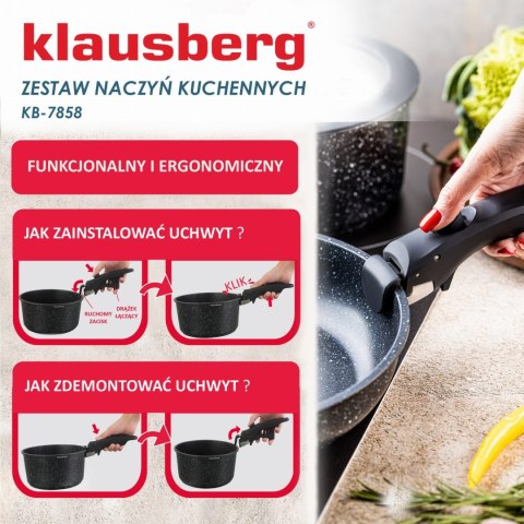 KOMPLET GARNKÓW Z MARMURKOWĄ POWŁOKĄ NIEPRZYWIERAJĄCĄ 5-ELE KLAUSBERG KB-7858 KOMPLET GARNKÓW Z MARMURKOWĄ POWŁOKĄ NIEPRZYWIERAJĄCĄ 5-ELE KLAUSBERG KB-7858