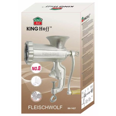 MASZYNKA ŻELIWNA DO MIELENIA MIĘSA #8 + AKCESORIA KiNGHOFF KH-1427 MASZYNKA ŻELIWNA DO MIELENIA MIĘSA #8 + AKCESORIA KiNGHOFF KH-1427