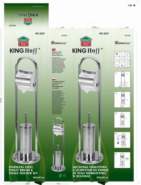 SZCZOTKA TOALETOWA DO WC Z UCHWYTEM NA PAPIER KINGHOFF KH-3221 SZCZOTKA TOALETOWA DO WC Z UCHWYTEM NA PAPIER KINGHOFF KH-3221