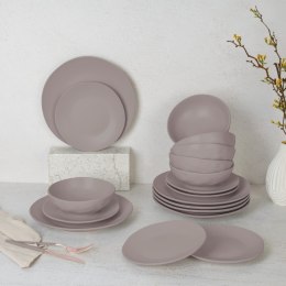 ZASTAWA STOŁOWA SERWIS KOMPLET TALERZY NACZYŃ 18 ELE DLA 6 OSÓB BERLINGER HAUS TAUPE BH-10023