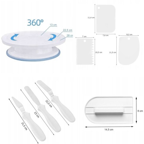 ZESTAW AKCESORIÓW DO DEKOROWANIA CIAST 8 ELE. PATERA OBROTOWA SZPATUŁY.BRUNBESTE BB-2903 ZESTAW AKCESORIÓW DO DEKOROWANIA CIAST 8 ELE. PATERA OBROTOWA SZPATUŁY.BRUNBESTE BB-2903