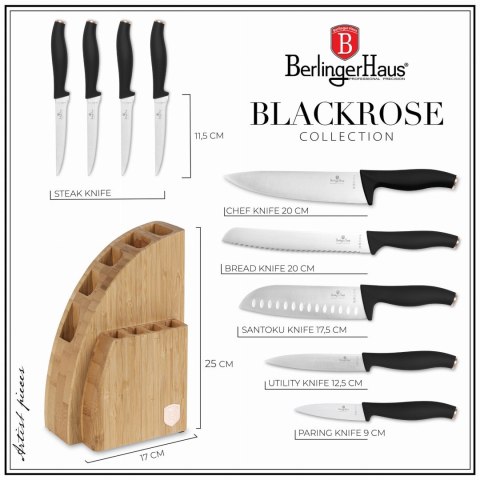 ZESTAW NOŻY W BLOKU BAMBUSOWYM 10-ELE BERLINGER HAUS BLACK ROSE BH-2760 ZESTAW NOŻY W BLOKU BAMBUSOWYM 10-ELE BERLINGER HAUS BLACK ROSE BH-2760