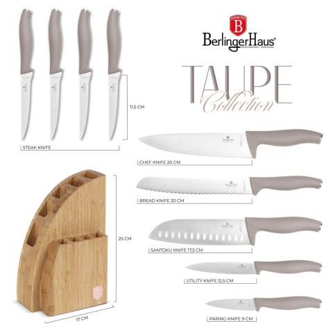ZESTAW NOŻY W BLOKU BAMBUSOWYM 10-ELE BERLINGER HAUS TAUPE BH-3122 ZESTAW NOŻY W BLOKU BAMBUSOWYM 10-ELE BERLINGER HAUS TAUPE BH-3122