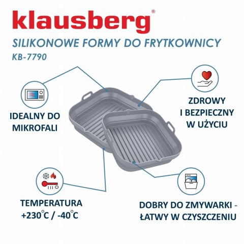 ZESTAW WKŁADÓW SILIKONOWYCH DO FRYTKOWNICY BEZTŁUSZCZOWEJ 2 SZTUKI KWADRATOWY 20CM SKŁADANY KLAUSBERG KB-7790 ZESTAW WKŁADÓW SILIKONOWYCH DO FRYTKOWNICY BEZTŁUSZCZOWEJ 2 SZTUKI KWADRATOWY 20CM SKŁADANY KLAUSBERG KB-7790