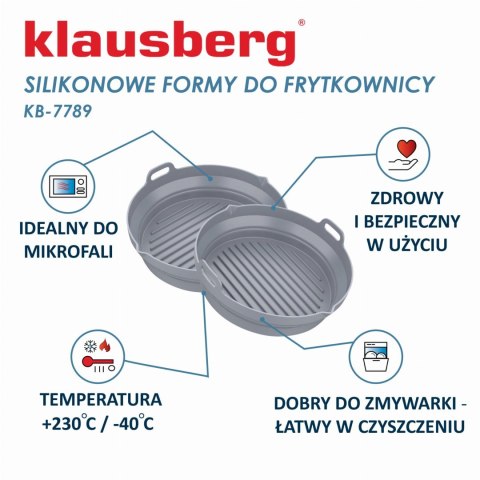 ZESTAW WKŁADÓW SILIKONOWYCH DO FRYTKOWNICY BEZTŁUSZCZOWEJ 2 SZTUKI OKRĄGŁY 20CM SKŁADANY KLAUSBERG KB-7789 ZESTAW WKŁADÓW SILIKONOWYCH DO FRYTKOWNICY BEZTŁUSZCZOWEJ 2 SZTUKI OKRĄGŁY 20CM SKŁADANY KLAUSBERG KB-7789
