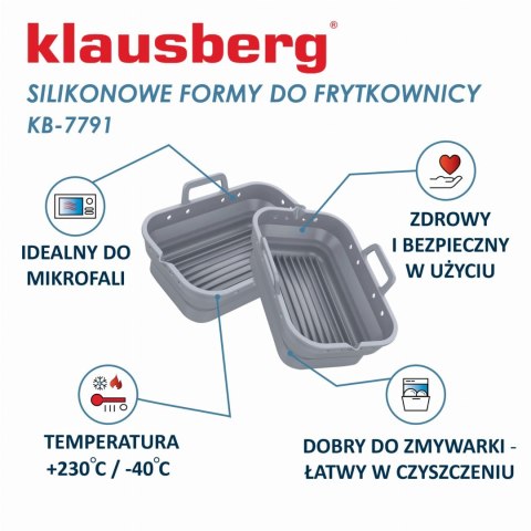 ZESTAW WKŁADÓW SILIKONOWYCH DO FRYTKOWNICY BEZTŁUSZCZOWEJ 2 SZTUKI PROSTOKĄTNY 20.5X14.5CM SKŁADANY KLAUSBERG KB-7791 ZESTAW WKŁADÓW SILIKONOWYCH DO FRYTKOWNICY BEZTŁUSZCZOWEJ 2 SZTUKI PROSTOKĄTNY 20.5X14.5CM SKŁADANY KLAUSBERG KB-7791