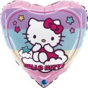 Balon Foliowy Serce Hello Kitty tęcza, dustronny - 46 cm Grabo