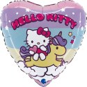 Balon Foliowy Serce Hello Kitty tęcza, dustronny - 46 cm Grabo
