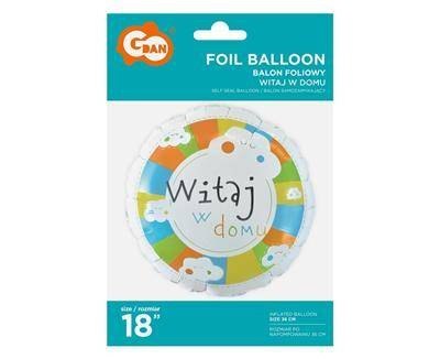 Balon Foliowy okrągły, Witaj w domu, 46cm Godan Balon Foliowy okrągły, Witaj w domu, 46cm Godan