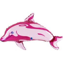 Balon foliowy DELFIN, różowy- 86cm, Grabo Grabo