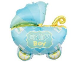 Balon foliowy WÓZEK, Baby Boy, baby shower - 60 cm Godan
