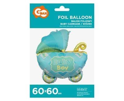 Balon foliowy WÓZEK, Baby Boy, baby shower - 60 cm Godan Balon foliowy WÓZEK, Baby Boy, baby shower - 60 cm Godan