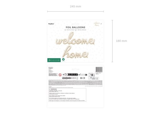 Balon foliowy napis "Welcome Home" - cappuccino, beżowy, 335x71 cm Partydeco Balon foliowy napis "Welcome Home" - cappuccino, beżowy, 335x71 cm Partydeco