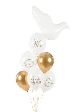 Balony lateksowe God Bless, Komunia Święta 30cm, 6 sztuk Partydeco
