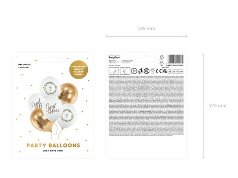 Balony lateksowe God Bless, Komunia Święta 30cm, 6 sztuk Partydeco Balony lateksowe God Bless, Komunia Święta 30cm, 6 sztuk Partydeco