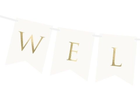 Baner powitalny Welcome, biały, 15 x 95 cm Partydeco Baner powitalny Welcome, biały, 15 x 95 cm Partydeco