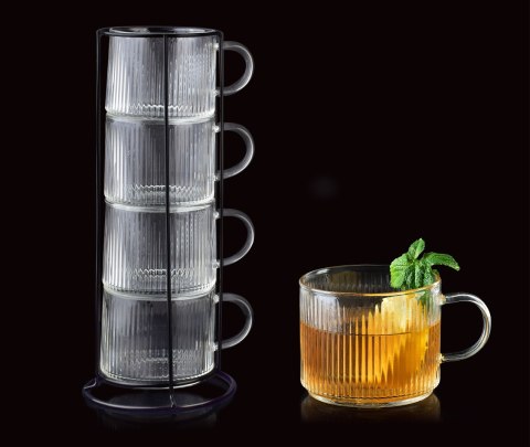 PETER Komplet 4 filiżanek na stojaku 350ml PETER Komplet 4 filiżanek na stojaku 350ml
